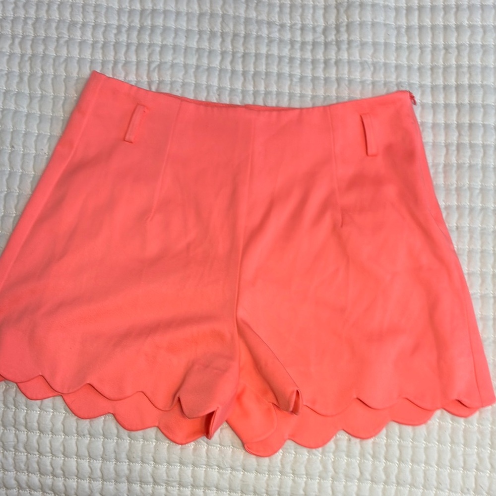 HYFVE Hot Coral/ Pink High Waist Scalloped Shorts Medium